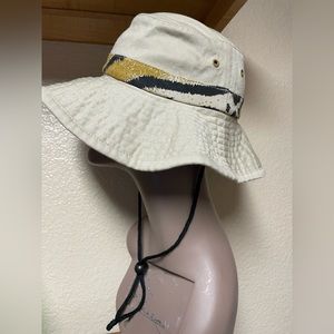 Bucket Hat in Tan & Animal Print Size Small 22” in Diameter.
